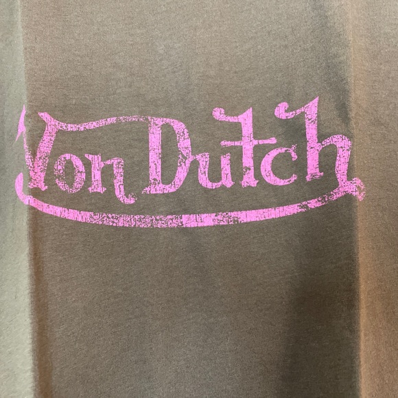 Von Dutch Printed T-shirt Boy's M Chocolate Brown Crewneck Pullover Tagless - Picture 2 of 6